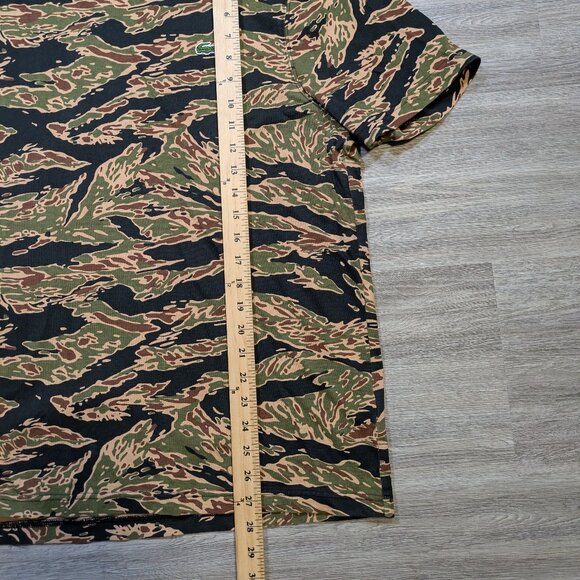 Lacoste Live Men's XXL Tiger Stripe Camo T Shirt Patch Green Brown Army Military - Picture 5 of 6